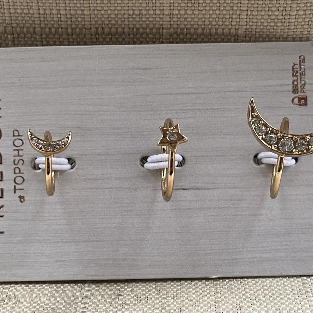 Topshop Freedom Rings Gold Tone Fashion Jewelry Ring Set Of 3